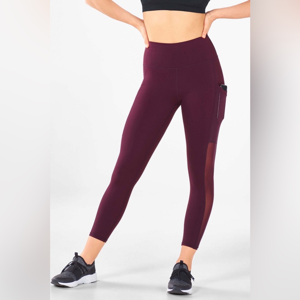 Fabletics Burgundy Powerhold High-Waisted Capri Leggings